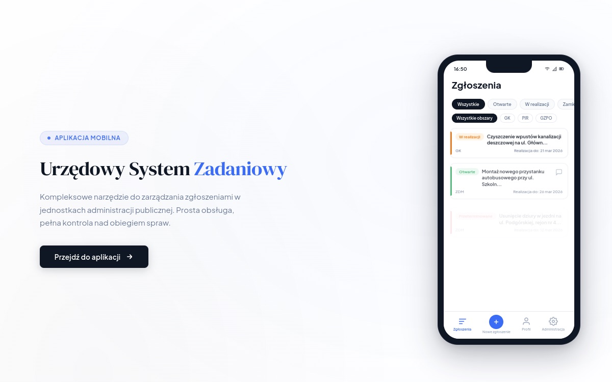 Urzędowy System Zadaniowy — zrzut ekranu